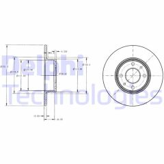 DELPHI BG2322 ARKA FREN DISKI FIAT BRAVO II 07> STILO 01> LINEA 07> ALFA ROMEO MITO 08> LANCIA DELTA II 08> 251.5x10x4DL