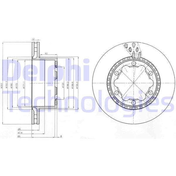 DELPHI BG9015 FREN DISKI ARKA MERCEDES SPRINTER B906 B907 . VW CRAFTER 30-35-50 CIFT TEKER