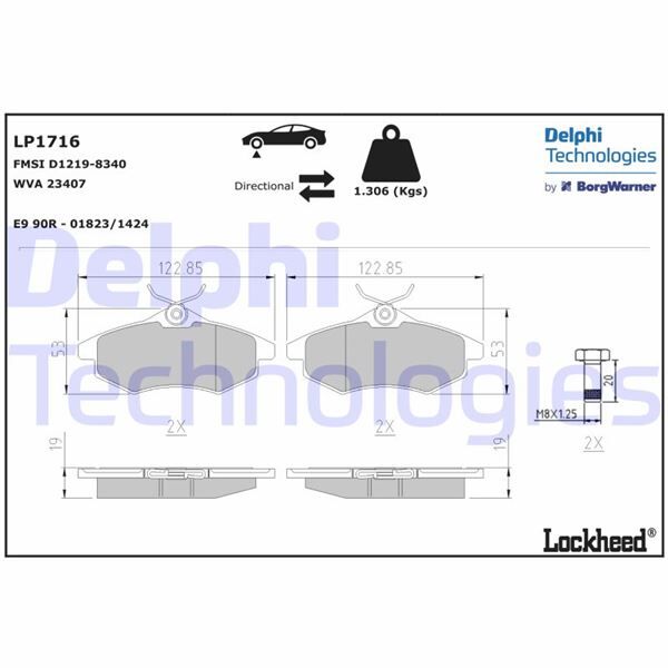 DELPHI LP1716 ÖN FREN BALATASI CITROEN C2 03>12 C3 02>10 KÜÇÜK TİP