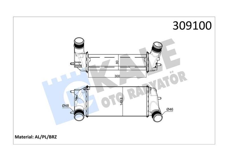 KALE 020CAC130 TURBO RADYATÖRÜ FORD FİESTA-COURİER-ECOSPORT-BMAX 13> 1.0 ECOBOOST