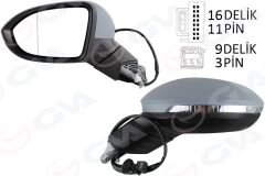 DIŞ DİKİZ AYNASI SOL ELEKTRİKLİ ISITMALI SİNYALLİ ASTARLI HAFIZALI KÖR NOKTALI ASFERİK VW GOLF 20 >