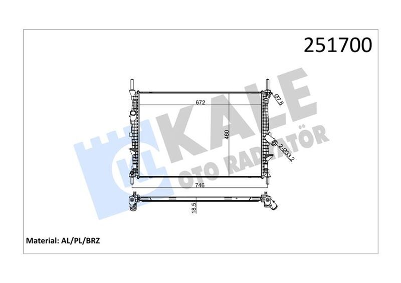 KALE 0222311AB SU RADYATÖRÜ FORD TRANSİT 06> 2.2-2.4 TDCİ KLİMASIZ