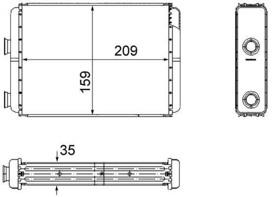 MAHLE AH60000S KALORİFER RADYATÖRÜ DOBLO 01>PUNTO 01>IDEA 04> AC KLİMASIZ 209x159