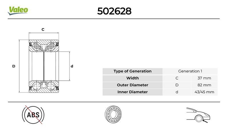 VALEO 502628 ON TEKERLEK RULMANI SET VW Passat 1.9 2000-10-2005-05>