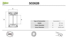 VALEO 502628 ON TEKERLEK RULMANI SET VW Passat 1.9 2000-10-2005-05>