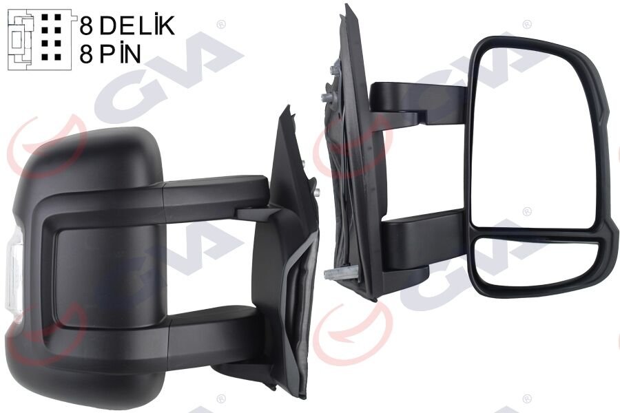 DIŞ DİKİZ AYNASI SAĞ DUCATO-BOXER-JUMPER 06> ELEKTRİKLİ ISITMALI SİNYALLİ ORTA UZUN KOL KONVEKS 8 FİŞ VM-6202EHR