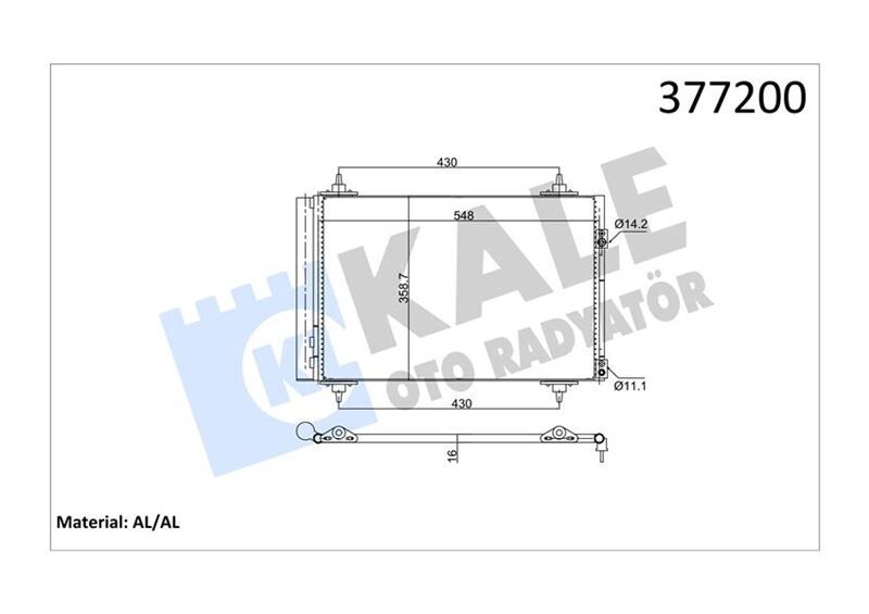 KALE 200ABC090 KLİMA KONDENSERİ BERLINGO-PARTNER-307-308-508-5008-3008-C4-DS4-DS5 1.4-1.6-2.0 HDI-VTI