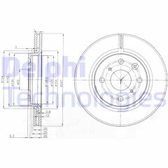 DELPHI BG3976 ÖN FREN AYNASI P107 1.0-1.4HDI 06/05>C1 1.0 1.4HDİ 05>TOYOTA AYGO 1.0 1.4HDİ 05> 247x20x4DLxHAVALI