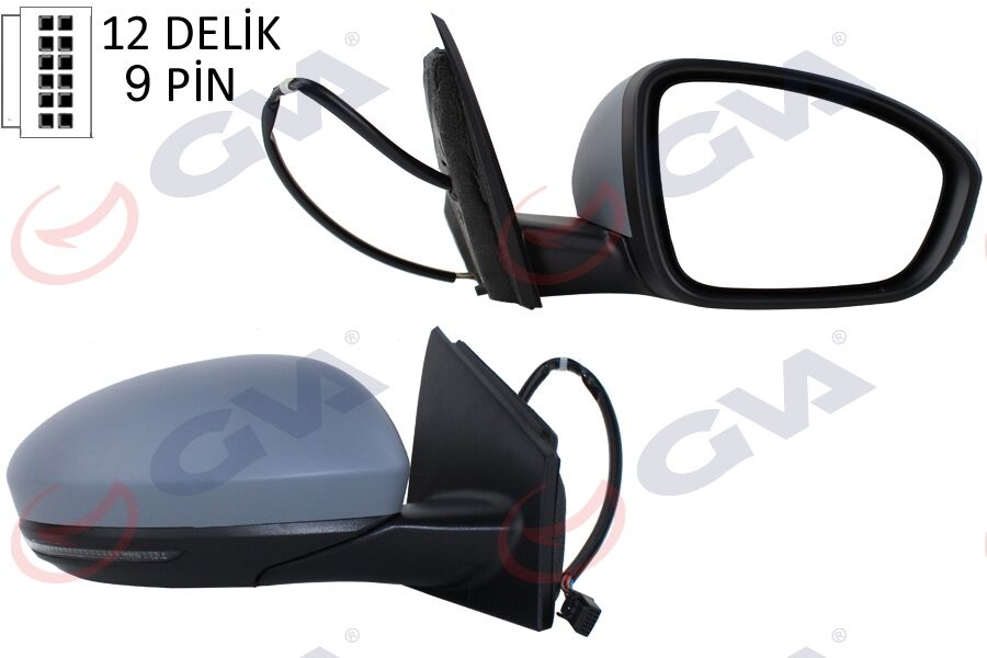 GVA 1011430 DIŞ DİKİZ AYNASI SAĞ MEGANE 15> ELEKTRİKLİ ISITMALI SİNYALLİ SENSÖRLÜ ASTARLI KONVEKS VM-6142EHPSR