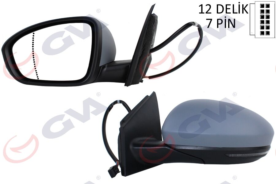 GVA 1011431 DIŞ DİKİZ AYNASI SOL MEGANE IV 15> ELEKTRİKLİ ISITMALI SİNYALLİ ASTARLI ASFERİK VM-6142EHPAL