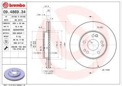 BREMBO 09486934 FREN DISKI ON MERCEDES W201 W124 S124 C124 A124 R107