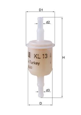 MAHLE KL13OF ŞEFFAF BENZİN ARA FİLTRE KÜÇÜK TİP ÜNİVERSAL