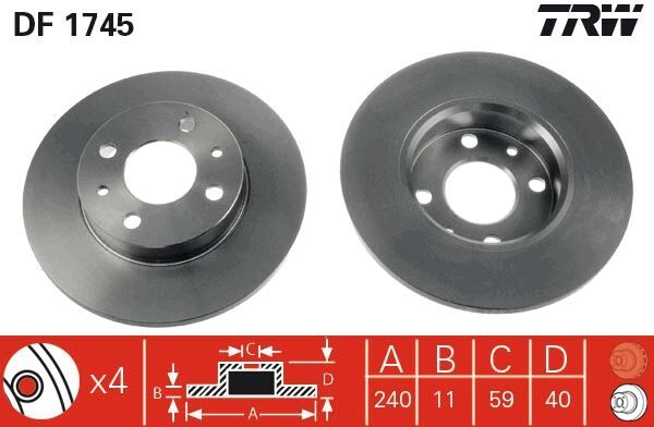 TRW DF1745 ARKA AKS. ÖN AKS ABARTH. ALFA ROMEO. CHRYSLER. FIAT. FORD. LANCIA