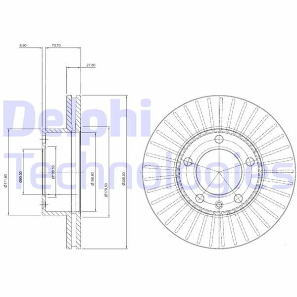 DELPHI BG9692 ÖN FREN AYNASI OPEL MOVANO 98> RENAULT MASTER I-II 98> 2.5-2.8 DTI 305.5x28 5 DELİK HAVALI