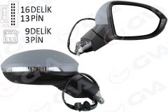 GVA 1075280 DIŞ DİKİZ AYNASI SAĞ ELEKTRİKLİ ISITMALI SİNYALLİ ASTARLI HAFIZALI KÖR NOKTALI KONVEKS VW GOLF 20 >