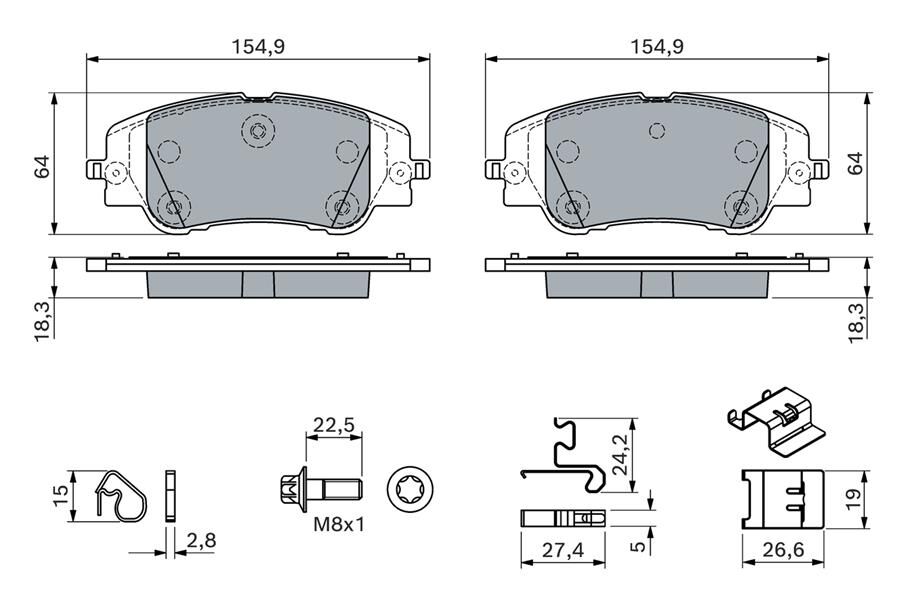 BOSCH 0986460291 ÖN FREN BALATASI CORSA F e 19> MOKKA e 20> 208 19> 2008 19> C4 20> DS3 18> 302mm