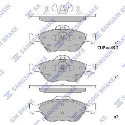 SANGSIN SP1631 ÖN FREN BALATA TOYOTA YARIS 1.3L 2SZ-FE SCP90 06-09 / 1.4L 1NDTV NLP90 06-09 / 1.0L 1KR-FE KSP90 06- 11 / 1.3L 1NR-FE NSP130 12-> / 1.5L 1NZFXE NHP130 HYBRID 14->