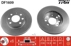 TRW DF1609 ÖN FREN AYNASI CORSA B-ASTRA F-VECTRA A-ASCONA C-COMBO B 94-01 AVEO-KALOS 03> 236x19.9x4DLxHAVALI 90511111-93182291-93281952