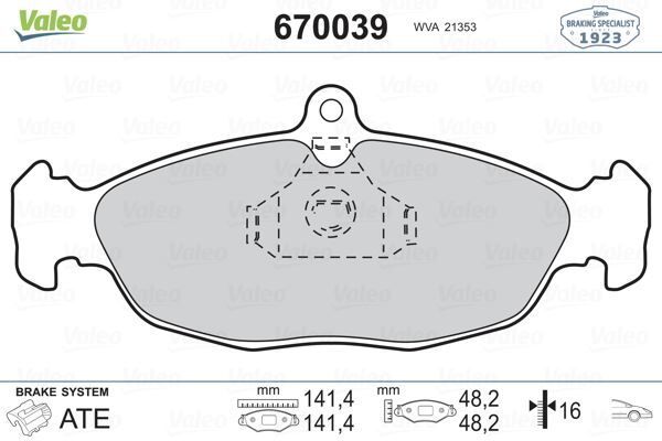 VALEO 670039 ÖN BALATA ASTRA F-CORSA A B -VECTRA A-TIGRA- 94-00 COMBO 1.4-1.6i-1.7 D 92-00 GDB1040