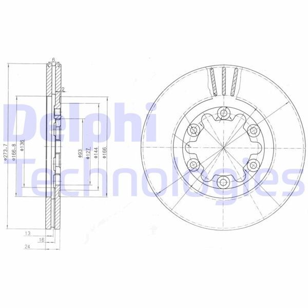 DELPHI BG3809 FREN DİSKİ ÖN FORD RANGER 98> 4x4 ÇAP: 274mm