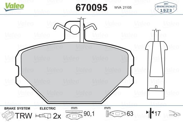 VALEO 670095 ÖN BALATA FİŞLİ TMPR-TİPO UNO 1.4-1.6 PANDA 85-04