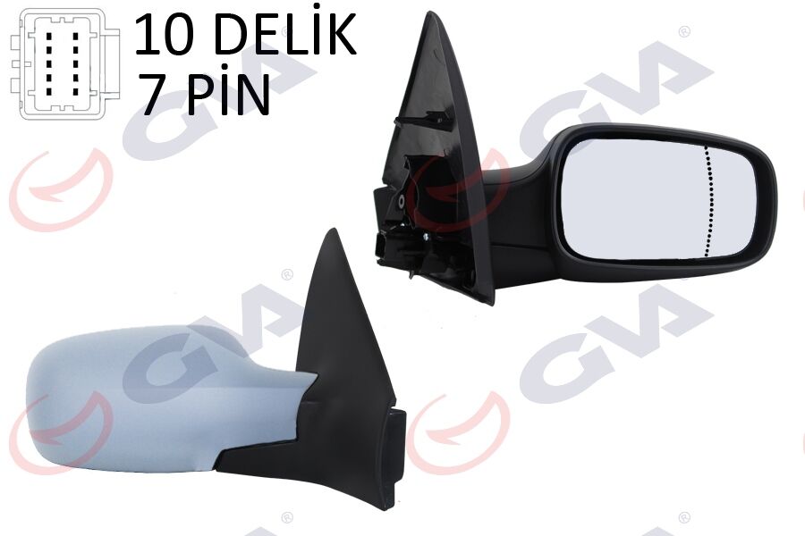 GVA 1011131 DIŞ DİKİZ AYNASI SAĞ MEGANE 02> ELEKTRİKLİ ISITMALI SENSÖRLÜ ASTARLI ASFERİK 7 FİŞ VM-138EHPSR