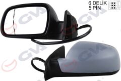 GVA 1043311 DIŞ DİKİZ AYNASI SOL 307 02> ELEKTRİKLİ ISITMALI ASTARLI ASFERİK 5 FİŞ VM-207EHPAL