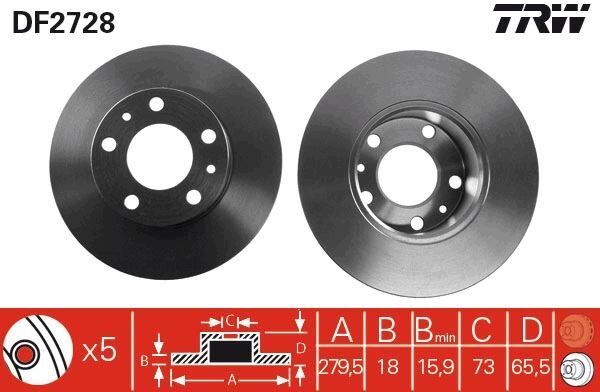 TRW DF2728 ÖN FREN AYNASI BOXER 94-4.02 JUMPER 94-4.02 DUCATO 94/4.02 280x18x5DL 1.4Q