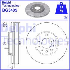 DELPHI BG3405 ÖN FREN AYNASI ASTRA H 04 > COMBO C 03> MERIVA B 10> ZAFIRA B 05> 280x25x5DL HAVALI 95526655