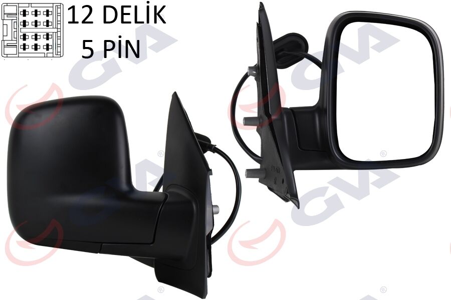 GVA 1075525 DIŞ DİKİZ AYNASI SAĞ TRANSPORTER T5 MULTIVAN 04> ELEKTRİKLİ ISITMALI KONVEKS 5 FİŞ VM-373EHR