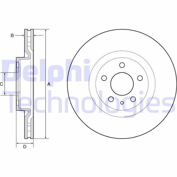 DELPHI BG4654C ON FREN DISKI FIAT 500L 12> 284x22x44