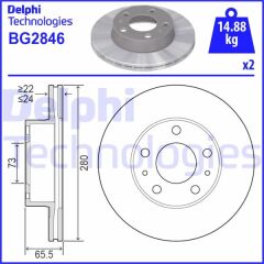 DELPHI BG2846 ÖN FREN AYNASI BOXER I-II 94 >JUMPER I-II 94 >DUCATO I-II 94 > 280x24x5DLxHAVALI