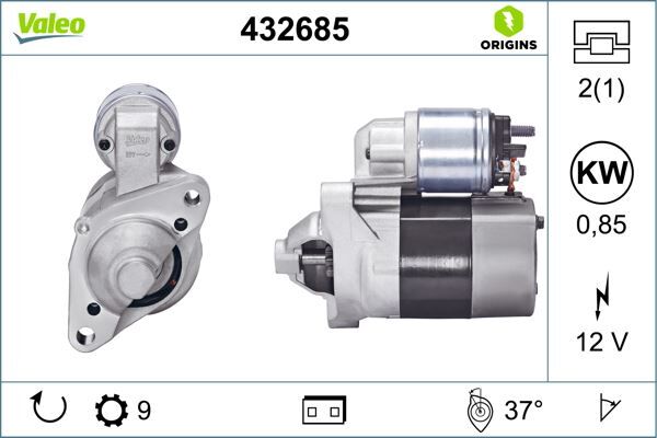 VALEO 432685 MARŞ MOTORU 12V 9DİŞ CLIO I-II 1.2-CLIO III 1.2 16V-1.4 16V-KNG-TWNG 1.2-1.2 16V