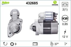 VALEO 432685 MARŞ MOTORU 12V 9DİŞ CLIO I-II 1.2-CLIO III 1.2 16V-1.4 16V-KNG-TWNG 1.2-1.2 16V