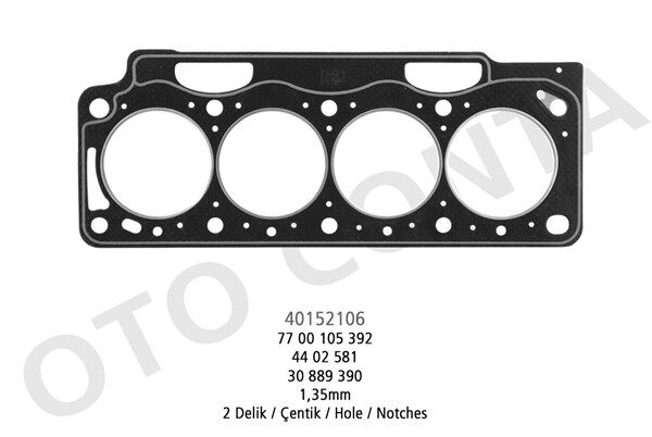 OTOCONTA 40152106 SİLİNDİR KAPAK CONTASI KANGOO 01> MEGANE 97> 1.9 DTI F9Q 1.35MM 2 ÇENTİK