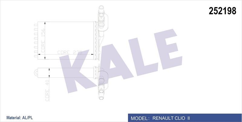 KALE 0585872AL KALORİFER RADYATÖRÜ CLIO II 00>SYMBOL II 08> 234x158 2 SIRA AL PL SİSTEM