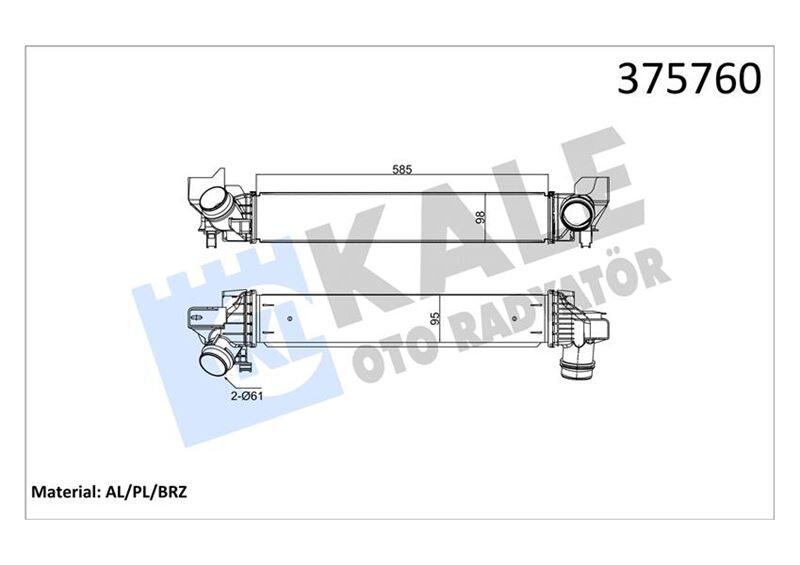 KALE 375760 TURBOSARJ RADYATORU BMW F40 F52 F44 F45 F46 F48 F49 F39 . MINI F54 F55 F56 F57 F60