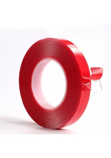CEVHERS CTB315 ÇİFT TARAFLI BANT 15mm x 5mt KIRMIZI ŞEFFAF