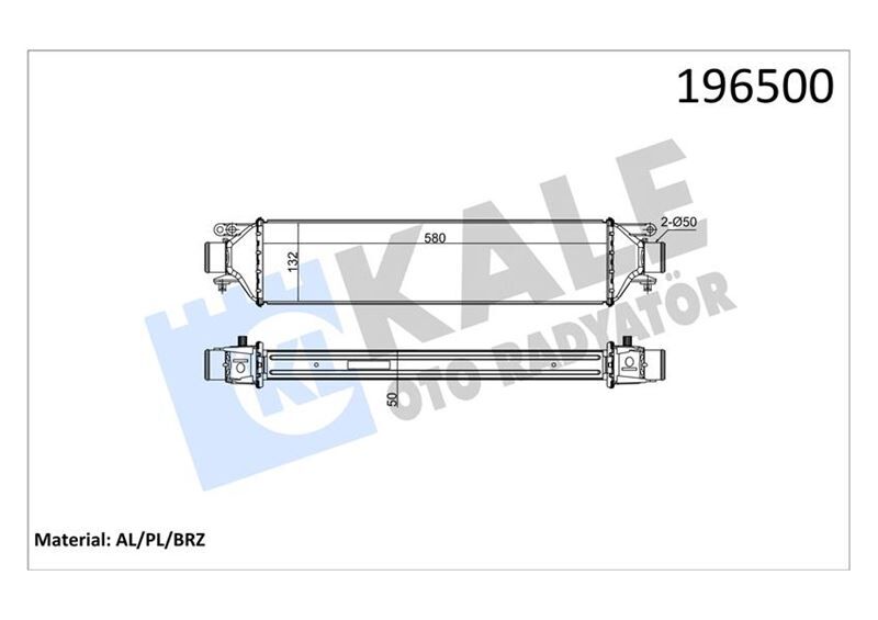 KALE 010CAC030 TURBO RADYATÖRÜ INTERCOOLER LINEA 1.4JTD 580x132x50 AL AL SİSTEM