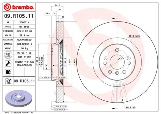 BREMBO 09R10511 FREN DISKI ON 4-matic MERCEDES GL-CLASS X164 06>12