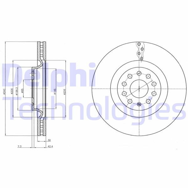 FREN DİSKİ TEKLİ PAKET - BOYALI. DELİKLİ ÖN AUDI // SKODA // VW; S3 // KODIAQ. OCTAVIA // ARTEON. GOLF. PASSAT. PASSAT ALLTRACK 06/2007 >