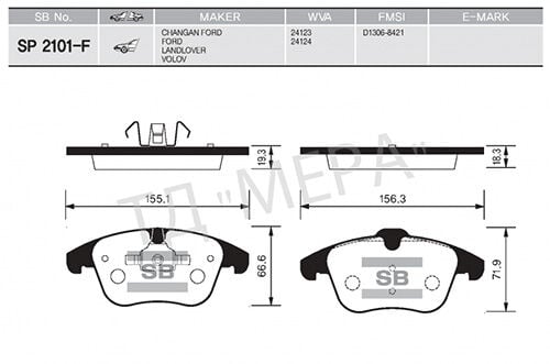 SANGSIN SP2101-F FREN BALATASI ON FORD MONDEO IV 07> S MAX GALAXY 07> VOLVO S60 II 1.5 T3 15>18 S80 II 2.0 08>12 V60 I 11>15 V70 III 09>15 XC70 II 09>12 . LAND ROVER FREELANDER II L359 RANGE ROVER EVOQUE L538