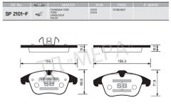 SANGSIN SP2101-F FREN BALATASI ON FORD MONDEO IV 07> S MAX GALAXY 07> VOLVO S60 II 1.5 T3 15>18 S80 II 2.0 08>12 V60 I 11>15 V70 III 09>15 XC70 II 09>12 . LAND ROVER FREELANDER II L359 RANGE ROVER EVOQUE L538