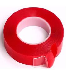 CEVHERS CTB310 ÇİFT TARAFLI BANT 10mm x 5mt KIRMIZI ŞEFFAF