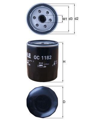 MAHLE OC1182 YAĞ FİLTRESİ MAZDA 3 09-12 6 02-07 CX-7 09-13