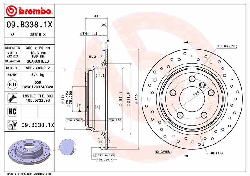 BREMBO 09B3381X FREN DISKI