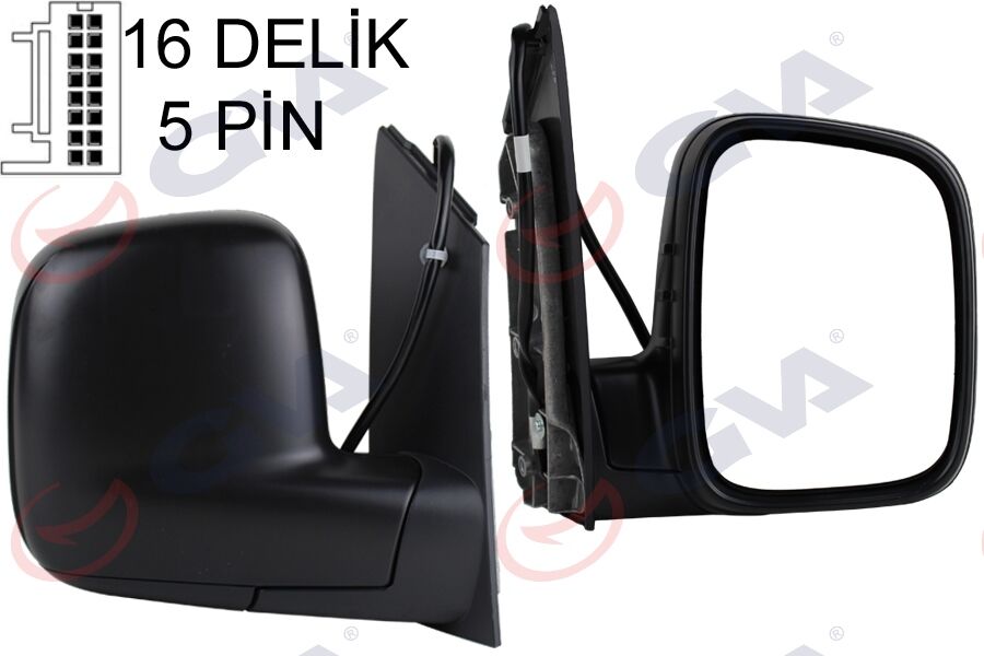 GVA 1075135 DIŞ DİKİZ AYNASI SAĞ CADDY 04> ELEKTRİKLİ ISITMALI KONVEKS 5 FİŞ VM-375EHR