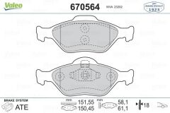 VALEO 670564 ÖN BALATA FIESTA 1.4TDCİ ABSLİ 00 > FUSION 02 > MAZDA 121 96 > MAZDA 2 03>