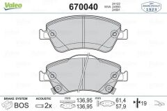 VALEO 670040 ÖN FREN BALATA TOYOTA AURIS. COROLLA 1.4L 1NDTV NDE150 D-4D dizel 07->