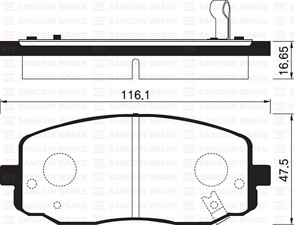 SANGSIN SP1172 ÖN FREN BALATA HYUNDAI i10 1.1L CRDI 08-> / KIA PICANTO 1.0L 1.1L 04-11 - Aşınma ikaz soketli